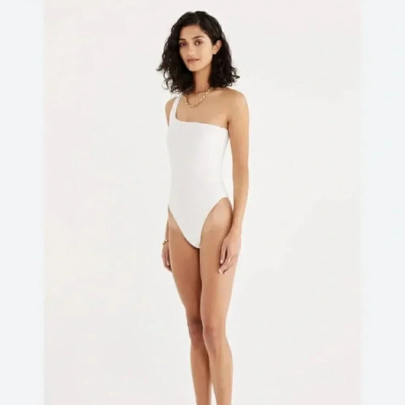 NEW Rumer the Label White Ribbed One Piece Bodysuit, Cassidy Maillot, Size Small - Picture 2 of 7